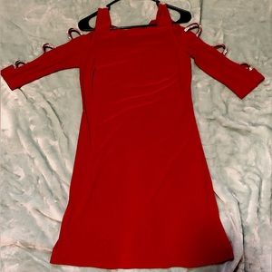 Beautiful Dark Red Dress w/ Silver Accented Sleeves